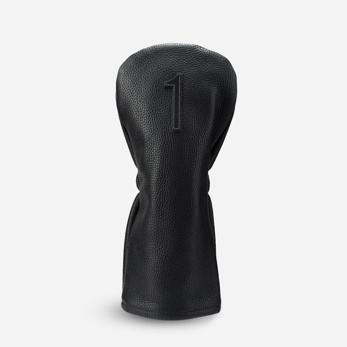 front view of black pebbled leather headcover - driver #color_black