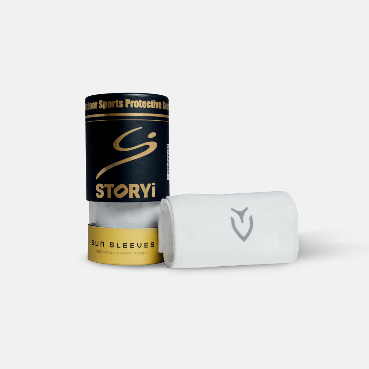 VESSEL x STORYi Sun Sleeves rolled up next to cylinder packaging