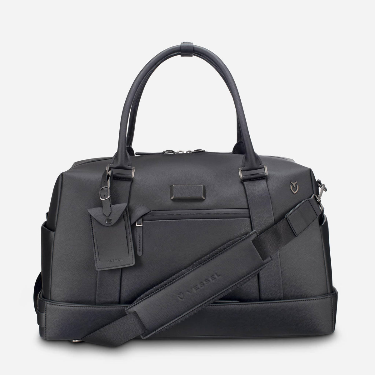 Black Signature Boston with strap attached #color_pebbled black